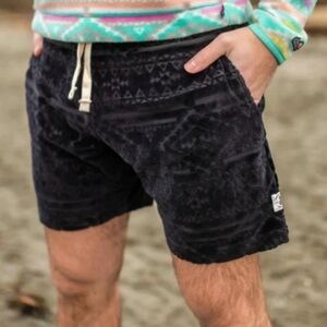 Chubbies Velour Loungewear Aztec Print Black‎ Shorts 5.5" Size Small Men’s